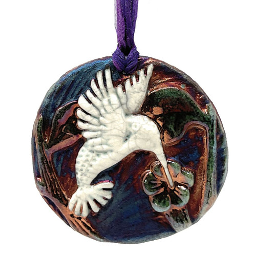 Hummingbird Medallions Ornament Handcrafted from Raku Potteryworks