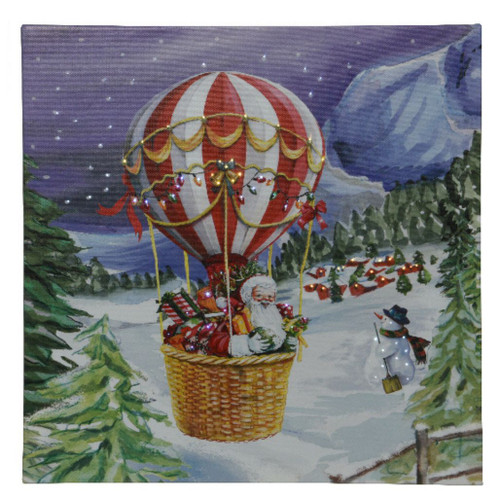 LED Santa In Hot Air Balloon Canvas