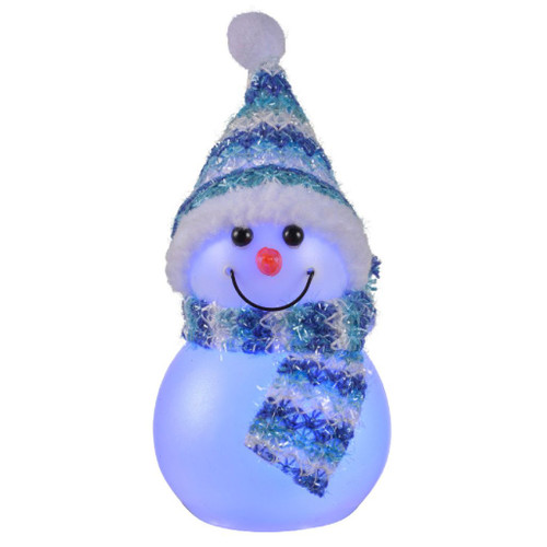 LED Snowman Wearing Blue Hat 