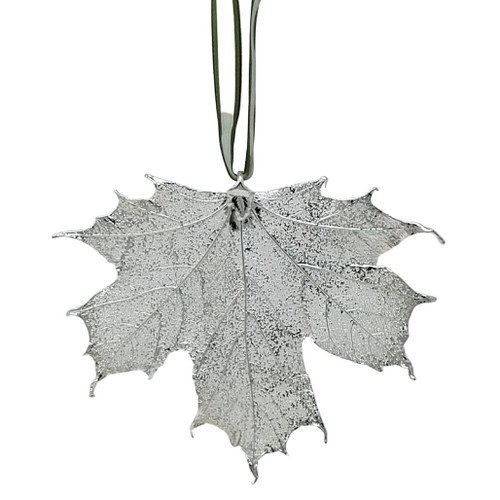 Silver Sugar Maple Leaf Ornament