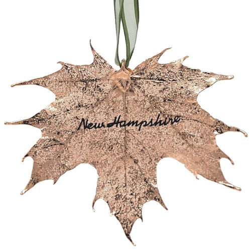 Rose Gold New Hampshire Sugar Maple Leaf Ornament