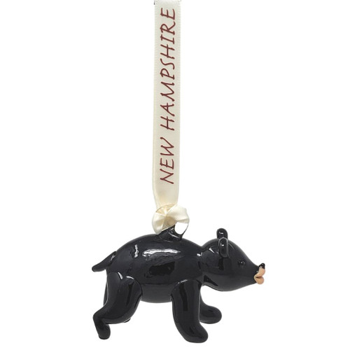 Blown Glass New Hampshire Black Bear Ornament