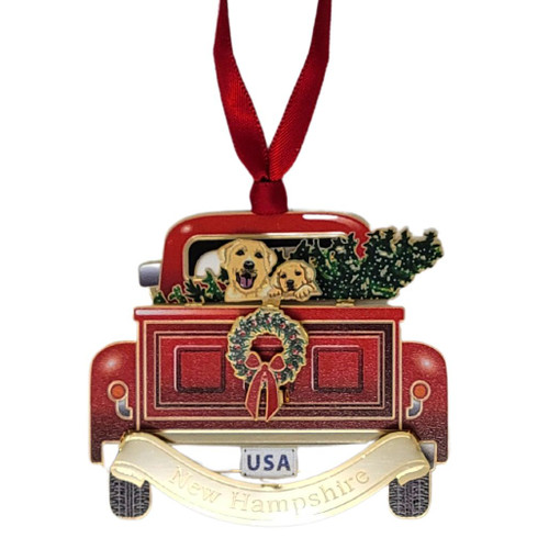 Dogs In Truck New Hampshire Ornament 