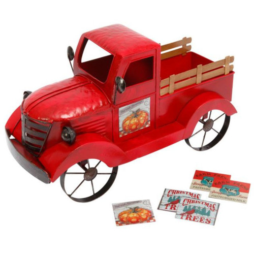 18 Inch Metal Red Antique Truck