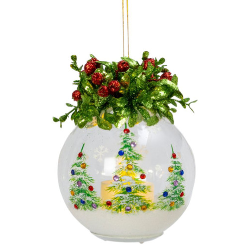 LED Hand Blown Glass Christmas Tree Ornament