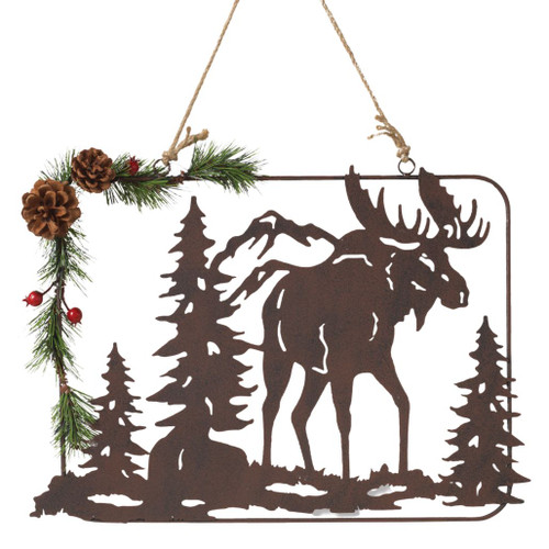 Metal Antiqued Moose Wall Hanging