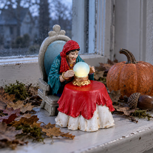 Lemax Spookytown - Madame Inez Set of 2 – collectible Halloween village piece displayed in a cosy home