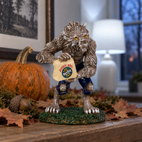 Lemax Spookytown - Wolfie Eats Out – collectible Halloween village piece displayed in a cosy home