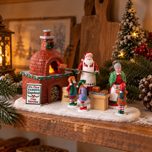 Lemax Mrs. Claus' Gingerbread Bake – collectible Christmas village piece displayed in a cosy home
