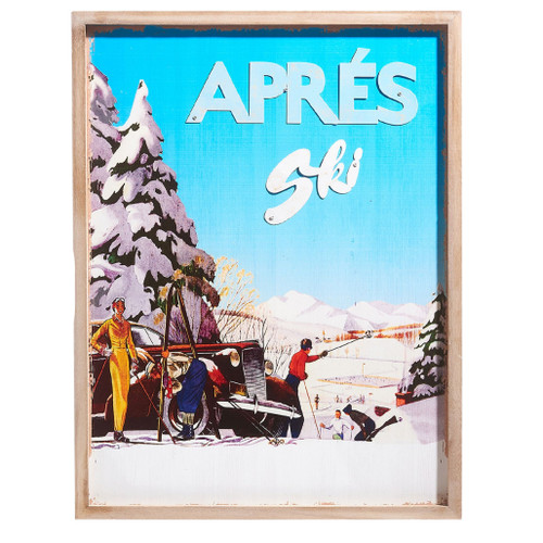 Vintage Retro Wall Ski Art Picture In Frame "Apres Ski"