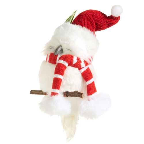 7" Cozy Owl Ornament Wearing A Hat and Scarf
