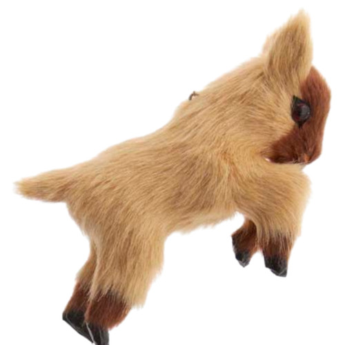 Tan and Brown Plush Baby Goat Ornament
