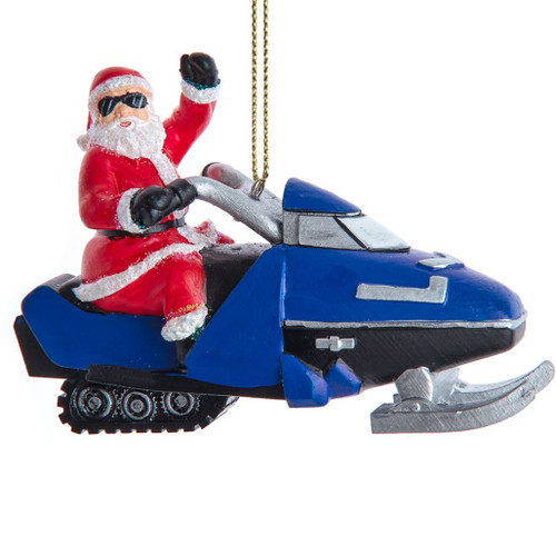 Santa On Snowmobile Ornament
