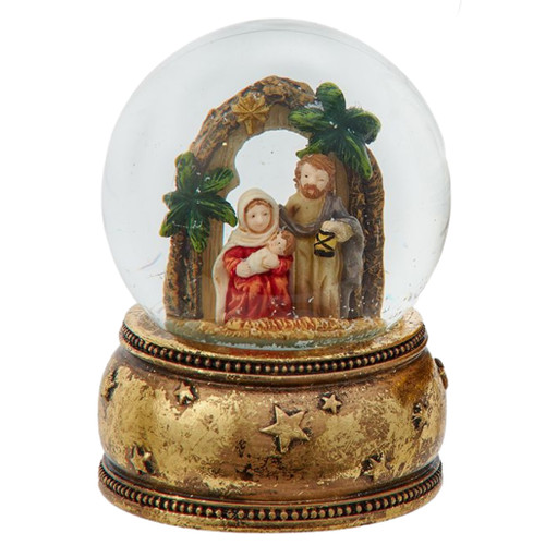 Nativity Family Standing Under an Arch Water Globe
