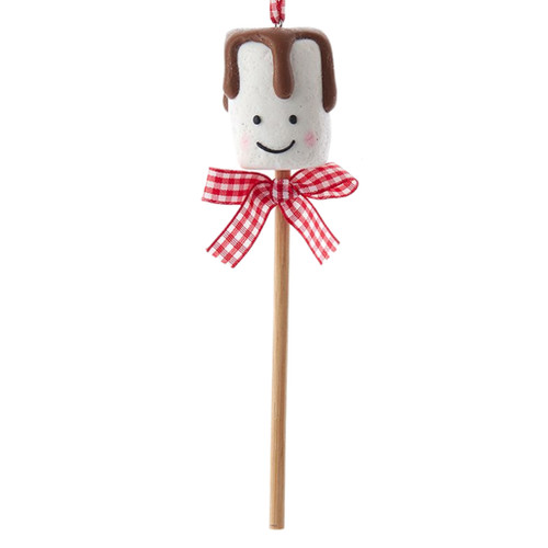 Marshmallow Pop with Red Plaid Bow Ornament
