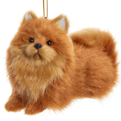 Furry Pomeranian Dog Ornament
