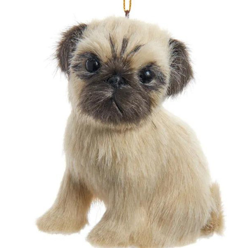 Furry Pug Dog Ornament

