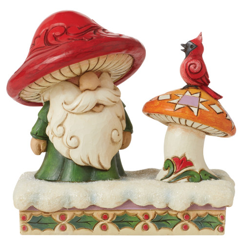 Jim Shore - Heartwood Creek - Santa Gnome By Mushroom And Bird Figurine