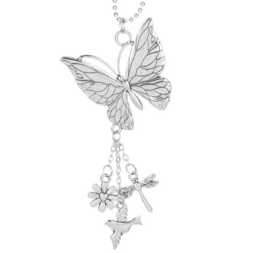 Silver Butterfly Car Charm Ornament
