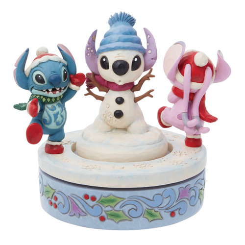 Jim Shore - Disney Traditions - Stitch And Angel Building A Snow Alien Figurine