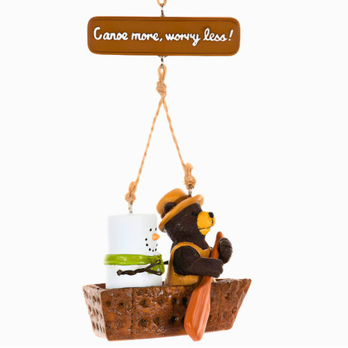 S'mores And Bear Friend in Canoe Ornament