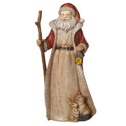 Santa Holding A Staff Figurine