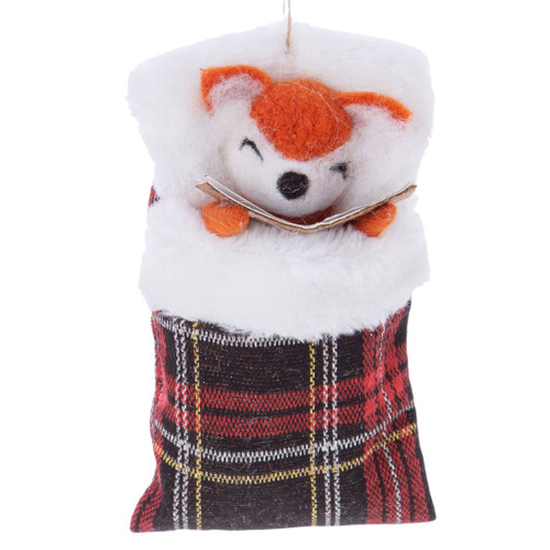 Fox In Black Sleeping Bag Ornament