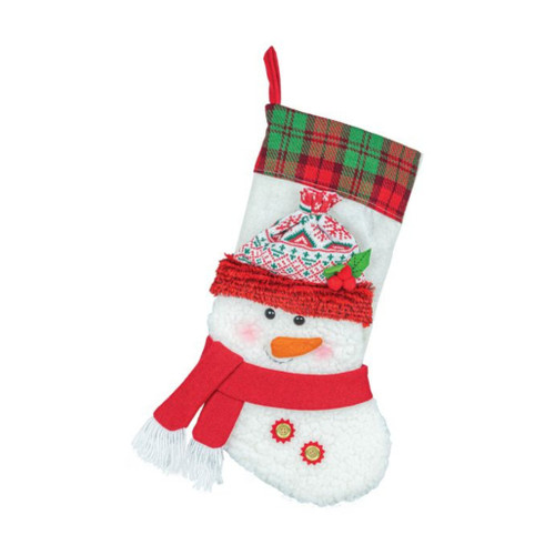 Winter Kisses Snowman With Red Scarf Stocking