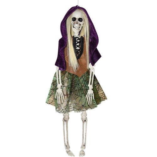Hanging Blonde Haired Skeleton Witch Enchanting Ornament