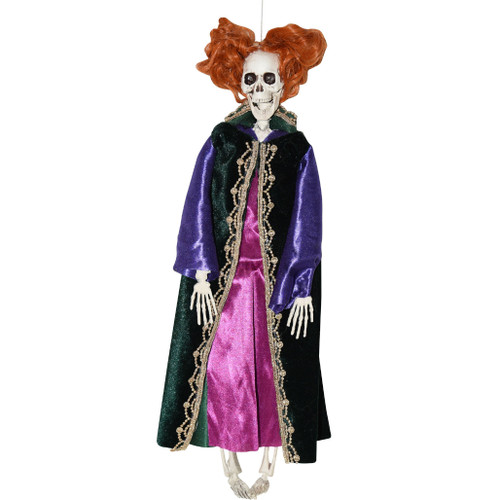 Hanging Red Haired Skeleton Witch Enchanting Ornament