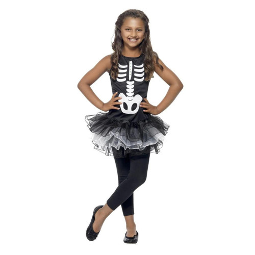 Large Kids Skeleton Tutu Halloween Costume