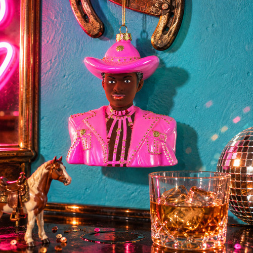 Cody Foster Glass Lil Nas X Ornament – glass Christmas ornament styled in a fun, eclectic home scene