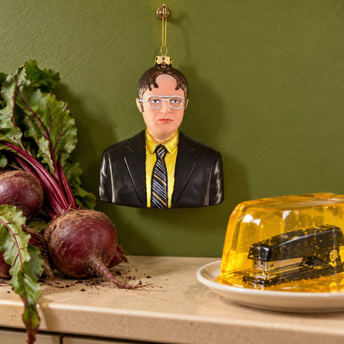 Cody Foster Dwight Glass Ornament – glass Christmas ornament styled in a fun, eclectic home scene