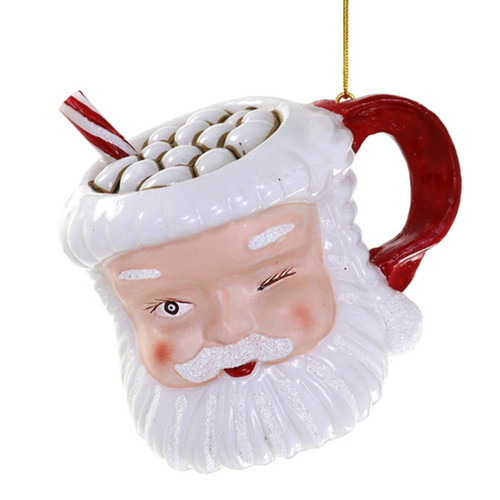 Cody Foster Glass Vintage Santa Mug Ornament