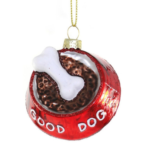 Cody Foster Glass Good Dog Food Bowl Ornament