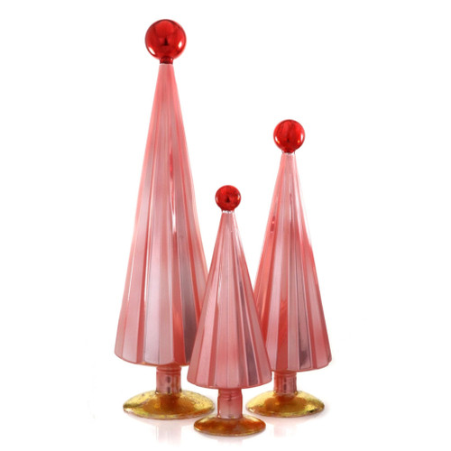 Cody Foster Pink Red Pleated Glass Trees Set