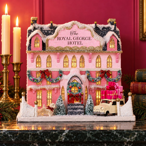 Cody Foster The Royal George Hotel – glass Christmas ornament styled in a fun, eclectic home scene