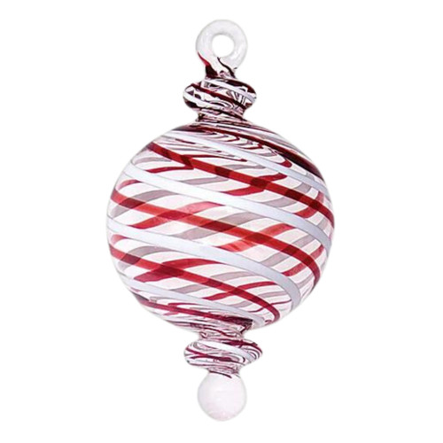 Egyptian Museum Red and White Striped Ball Ornament