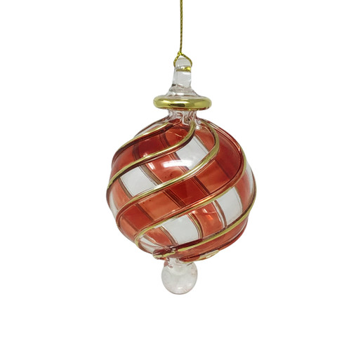 Egyptian Museum Red and Gold Striped Ball Ornament