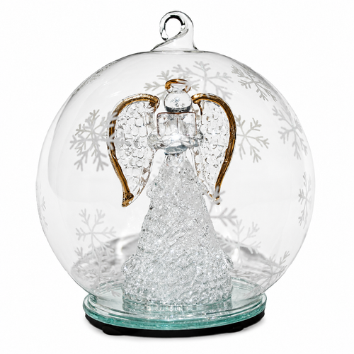 Color Changing LED Angel With Book Glass Globe