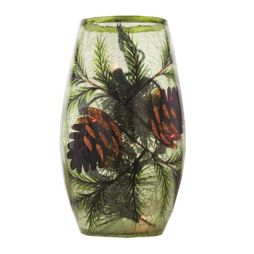 Medium Whispering Pines Lighted Glass Vase