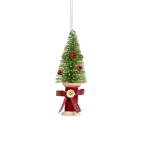 Tree On Thread Spool Hanging Ornament