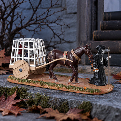 Lemax Spooky Town - Dungeon Cart – collectible Halloween village piece displayed in a cosy home