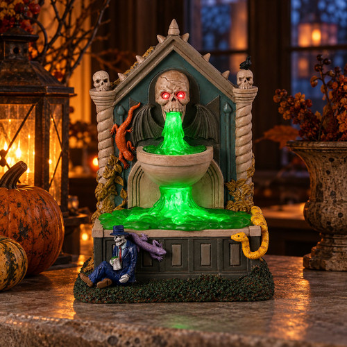 Lemax Spooky Town - Grime And Slime Spring – collectible Halloween village piece displayed in a cosy home