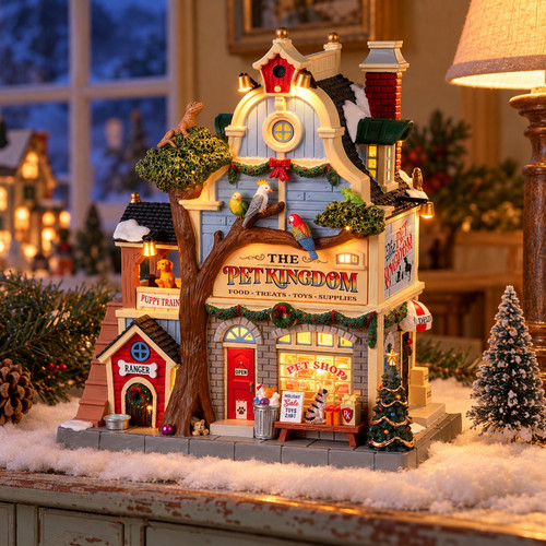 Lemax The Pet Kingdom – collectible Christmas village piece displayed in a cosy home