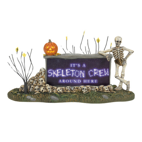 Department 56 - Halloween Village - Were A Skeleton Crew Sign