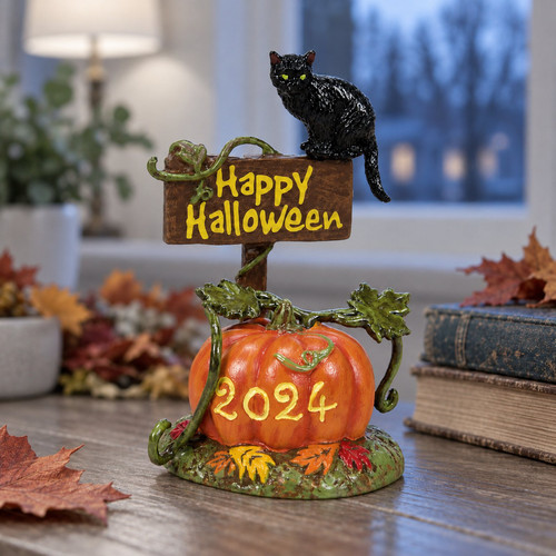 Department 56 Halloween Village - Feline Noir Debut 2024 – collectible Christmas village piece displayed in a cosy home