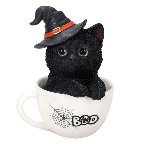 Witch Kitten In Tea Cup Figurine