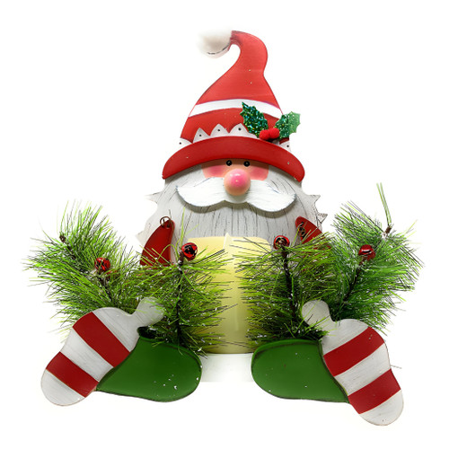 Whimsical Santa With Candle Mantle Decor