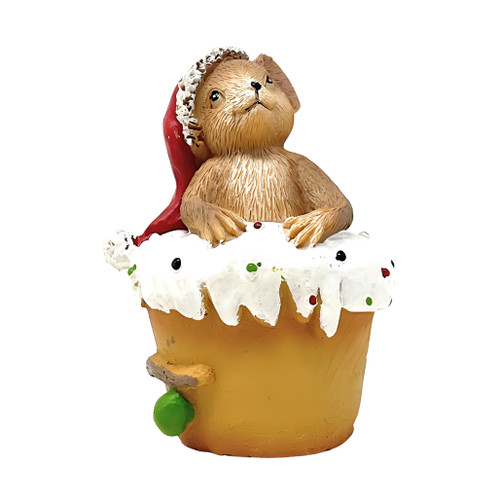 Christmas Mouse Cupcake Figurine, 3.3in, Polyresin